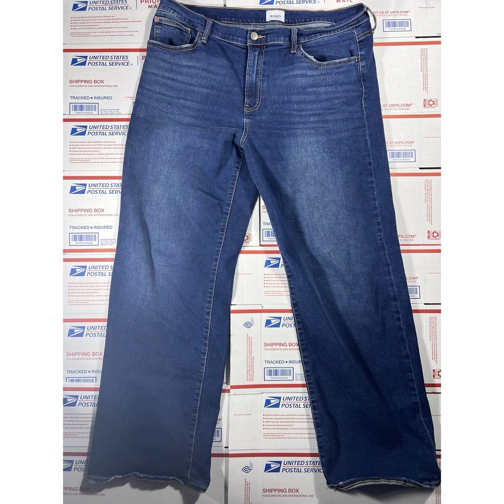 Hudson Rosalie Wide Leg Jeans sz 34 Distressed Denim Minimalist Preppy Casual‎